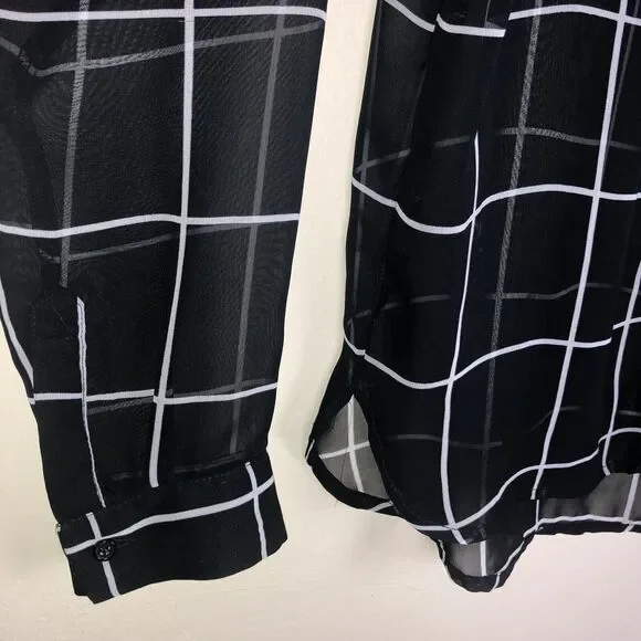 Old Navy Sheer Tops S Long Sleeves Popover Neck Bundle Black White Burgundy Red - Picture 5 of 11